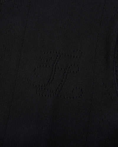 Logo jacquard short sleeve cardigan - Black
