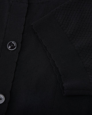 Logo Jacquard Short Sleeve Cardigan - Black