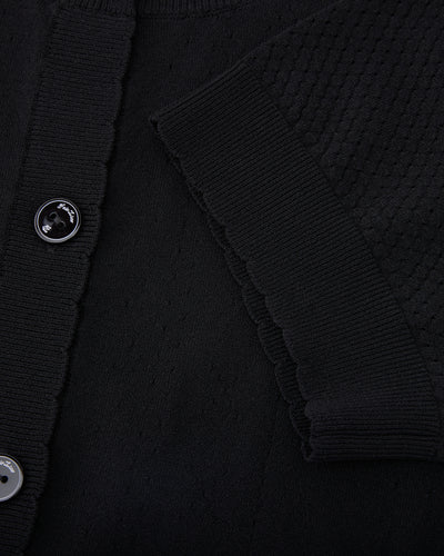 Logo jacquard short sleeve cardigan - Black