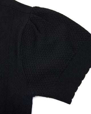 Logo Jacquard Short Sleeve Cardigan - Black