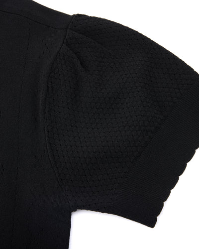 Logo jacquard short sleeve cardigan - Black