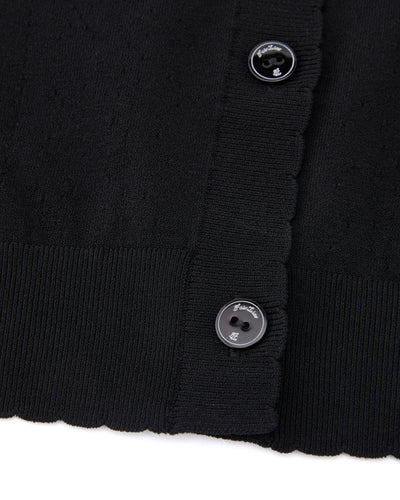 Logo jacquard short sleeve cardigan - Black
