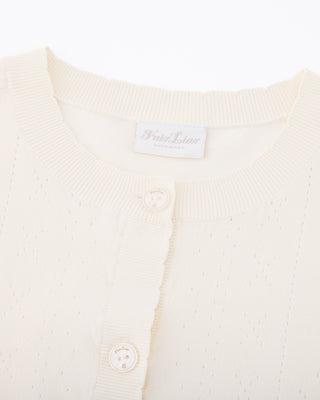 Logo Jacquard Short Sleeve Cardigan - Cream