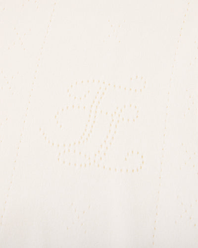 Logo jacquard short sleeve cardigan - Cream