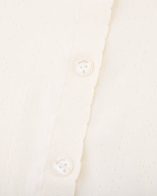 Logo Jacquard Short Sleeve Cardigan - Cream