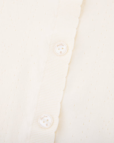 Logo jacquard short sleeve cardigan - Cream