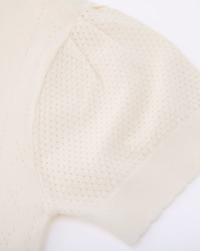 Logo jacquard short sleeve cardigan - Cream
