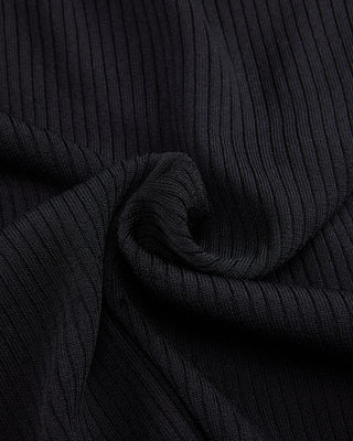 Color Combination Wide Ribbed Cardigan - Black