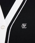 Color combination wide ribbed cardigan - Black