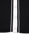 Color combination wide ribbed cardigan - Black
