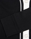 Color combination wide ribbed cardigan - Black