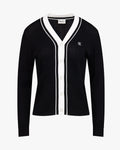 Color combination wide ribbed cardigan - Black