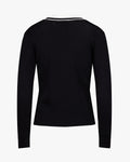 Color combination wide ribbed cardigan - Black