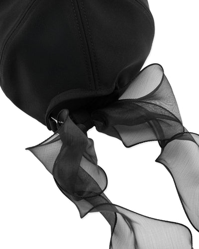 Organza ribbon logo cap - Black