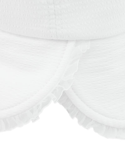 Ruffle bonnet hat - White