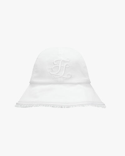 Ruffle bonnet hat - White