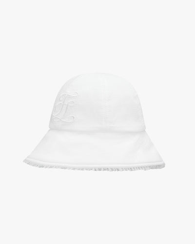 Ruffle bonnet hat - White