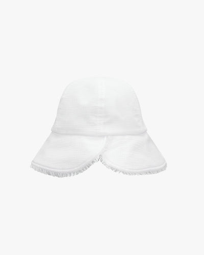 Ruffle bonnet hat - White