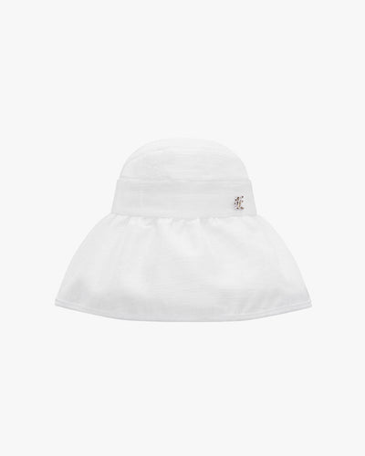 Wired Brim Open Bonnet hat - White