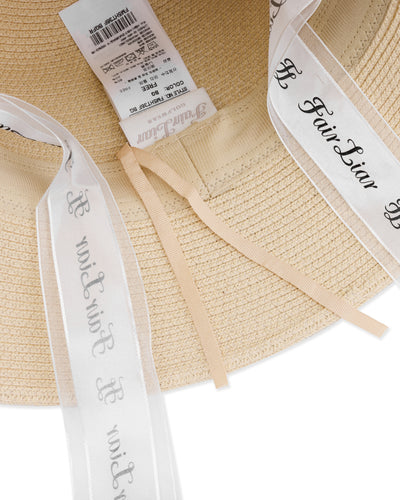 Logo Silk tape raffia hat