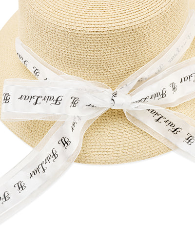 Logo Silk tape raffia hat