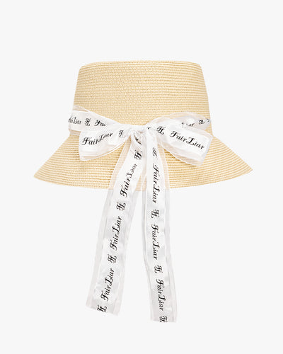 Logo Silk tape raffia hat
