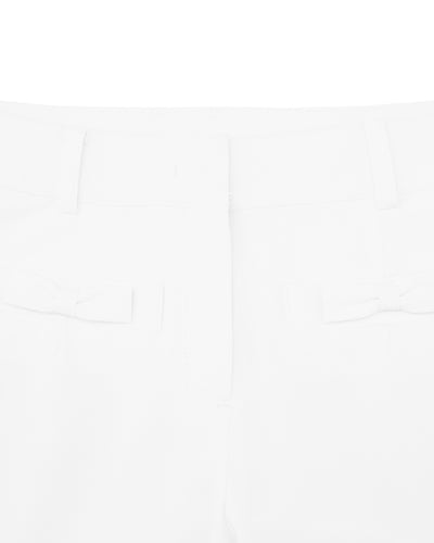 Ribbon pocket bootcut pants - White