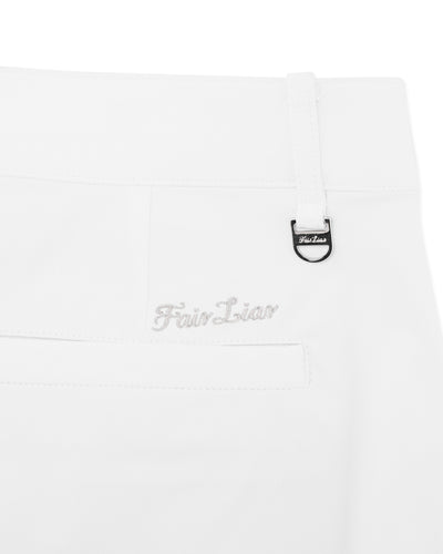 Ribbon pocket bootcut pants - White