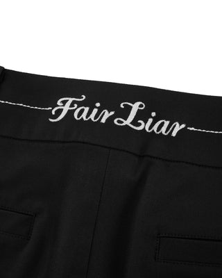 Stitched logo straight fit pants (Black)