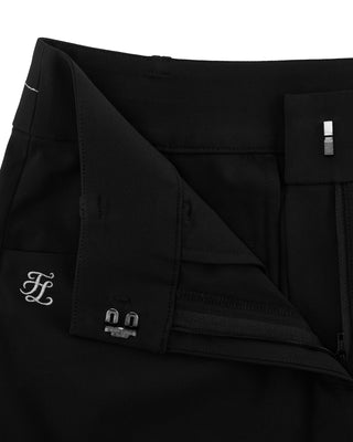 Stitched logo straight fit pants (Black)