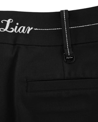 Stitched logo straight fit pants (Black)