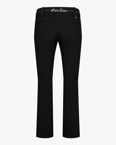 Stitched logo straight fit pants - Black