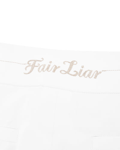 Stitched logo straight fit pants - White