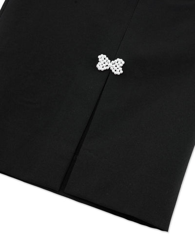 High waist back opening bootcut pants - Black