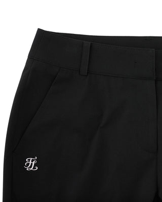 High Waist Back Opening Bootcut Pants - Black