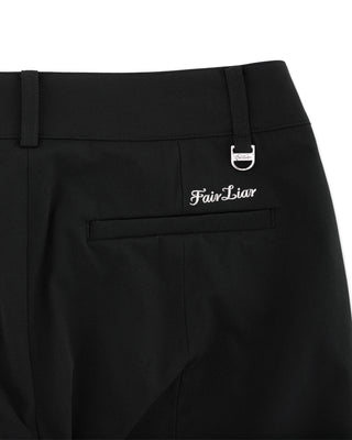 High Waist Back Opening Bootcut Pants - Black