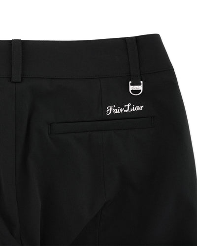 High waist back opening bootcut pants - Black