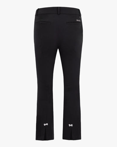High waist back opening bootcut pants - Black
