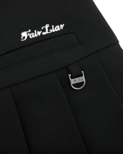 Asymmetrical ribbon pleated skirt - Black