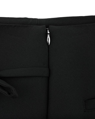 Asymmetrical Ribbon Pleated Skirt - Black