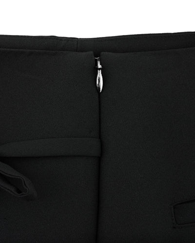 Asymmetrical ribbon pleated skirt - Black