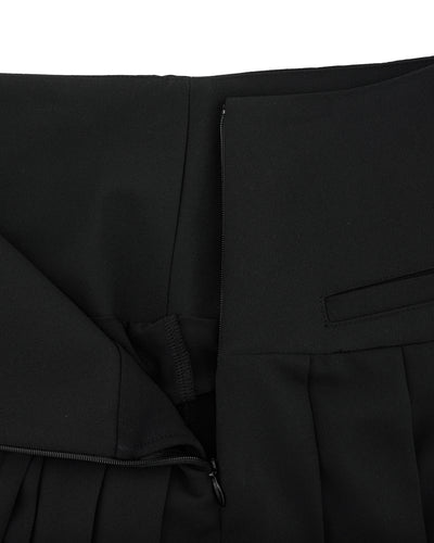 Asymmetrical ribbon pleated skirt - Black