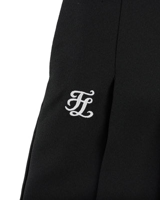 Asymmetrical Ribbon Pleated Skirt - Black