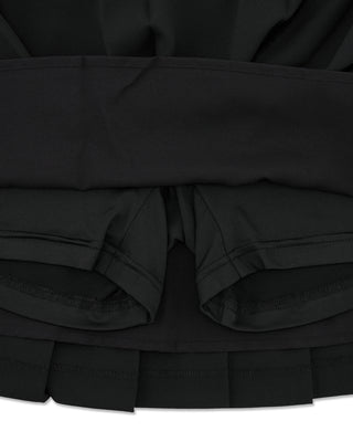 Asymmetrical Ribbon Pleated Skirt - Black