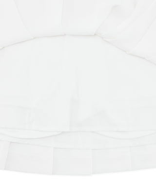 Asymmetrical Ribbon Pleated Skirt - White
