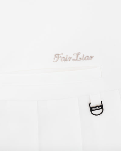 Asymmetrical ribbon pleated skirt - White