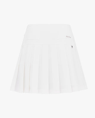 Asymmetrical Ribbon Pleated Skirt - White
