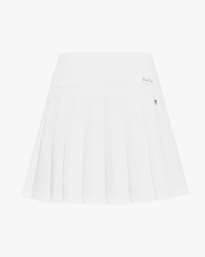 Asymmetrical ribbon pleated skirt - White