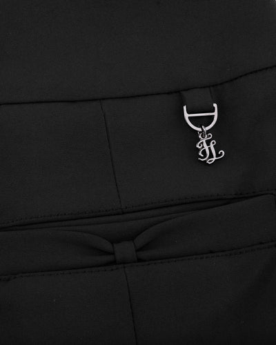 Front ribbon belt wide pleated skirt - Black