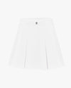 Front ribbon belt wide pleated skirt - White